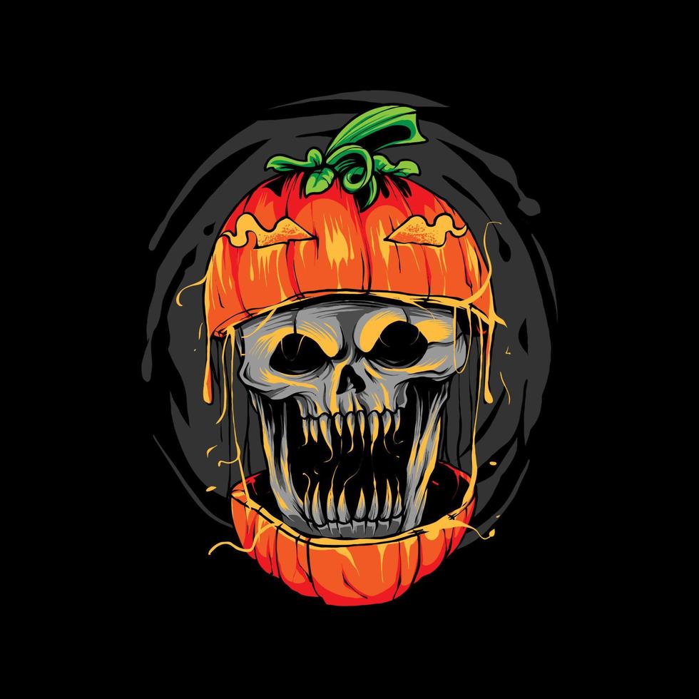 pumpkin skull Illustration vector