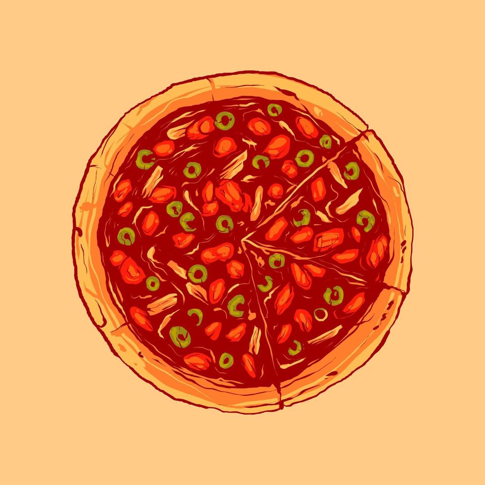 vintage pizza with mozzarella cheese vector