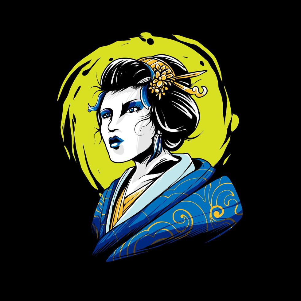 ilustración de kimono de geisha vector