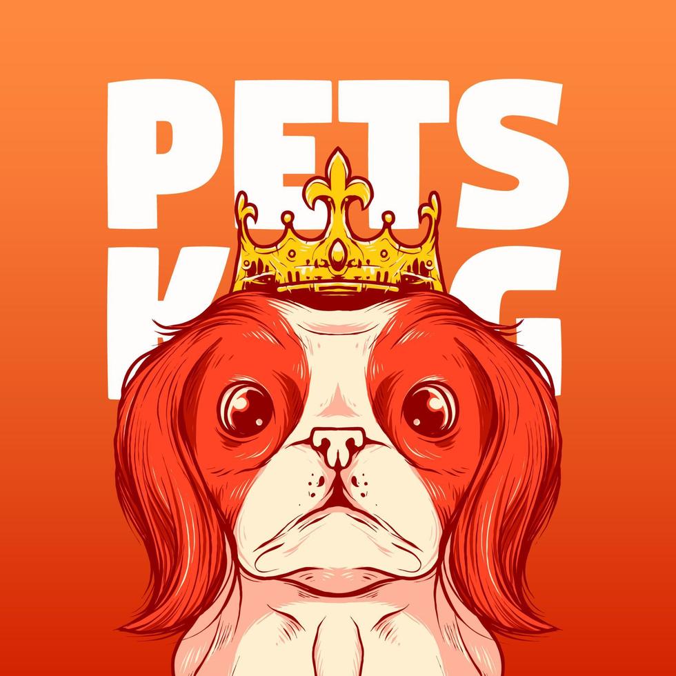 rey de mascotas, ilustración vectorial de cabeza de perro vector