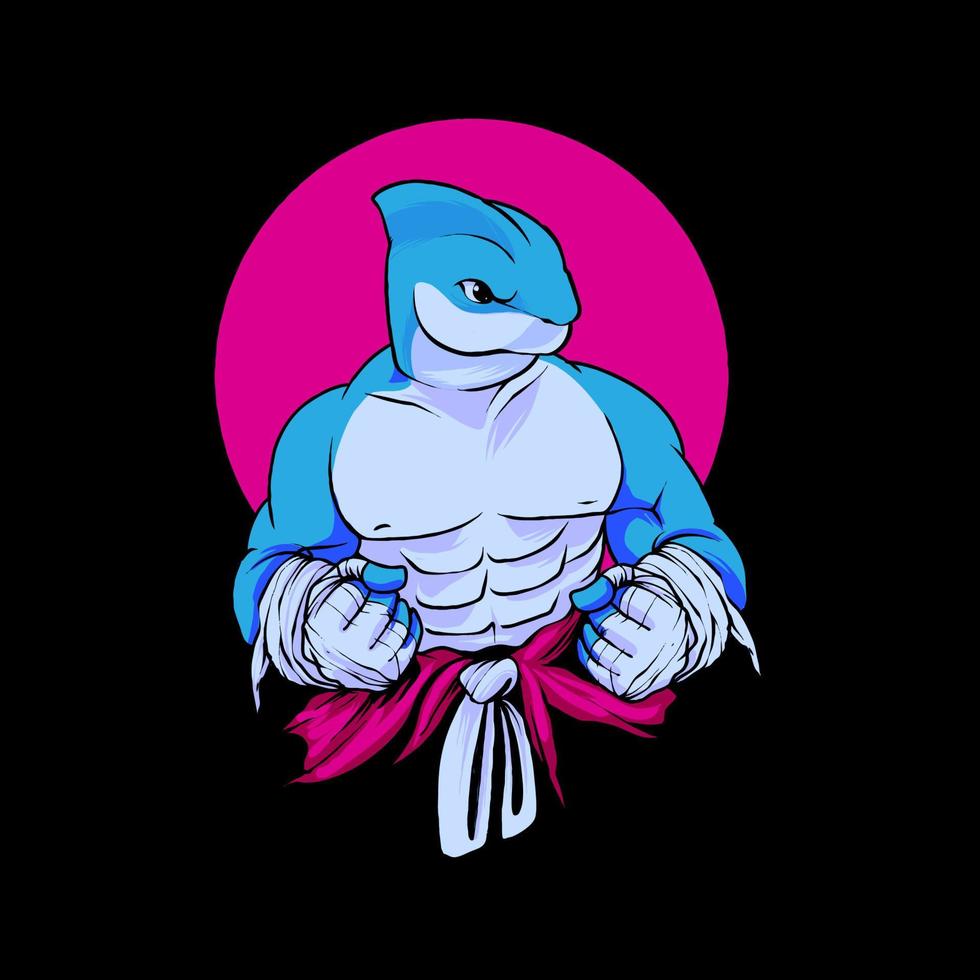 ilustración de luchador de tiburón vector
