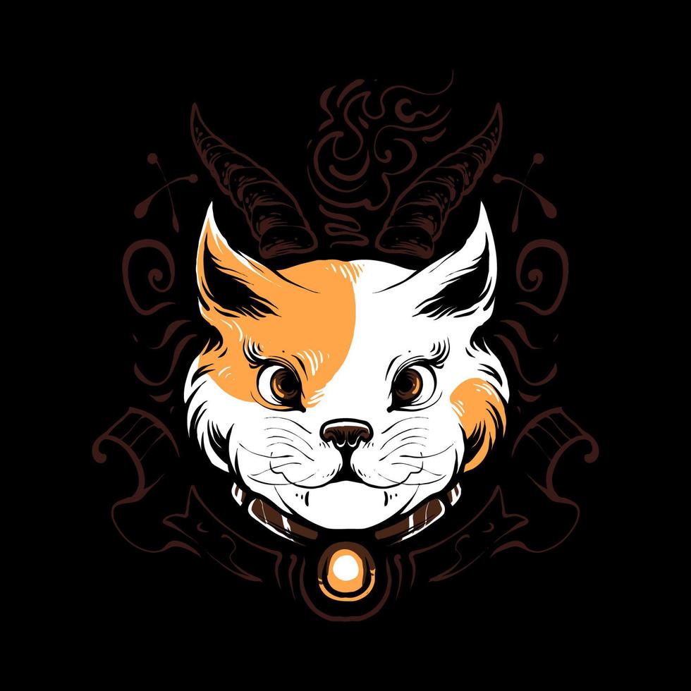 satanic cat illustration vector