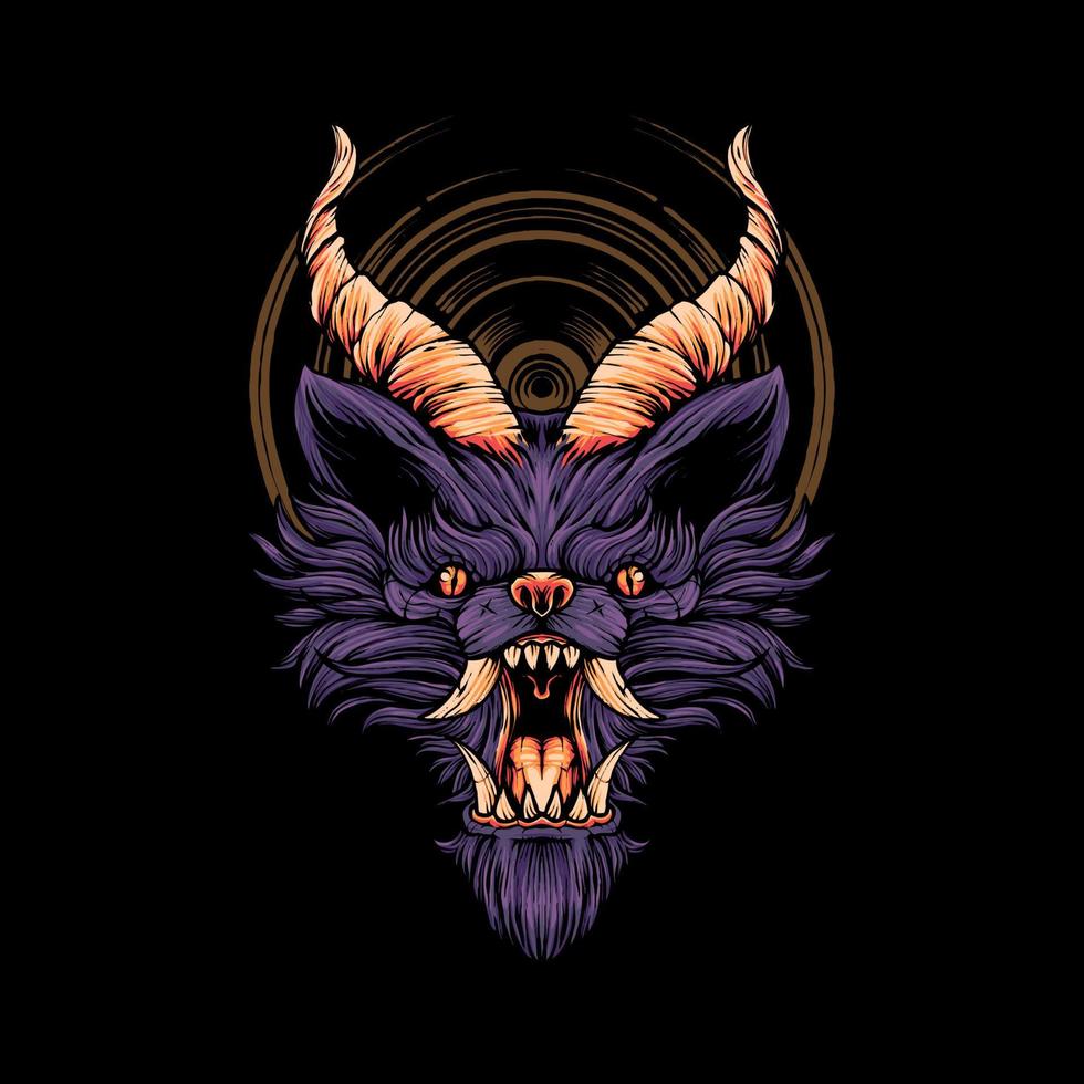 devil wolf head Illustration vector