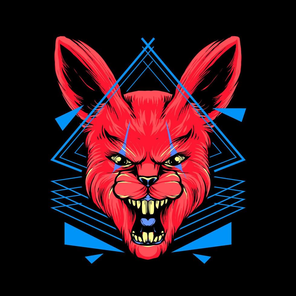 red rabbit head Illustration vector