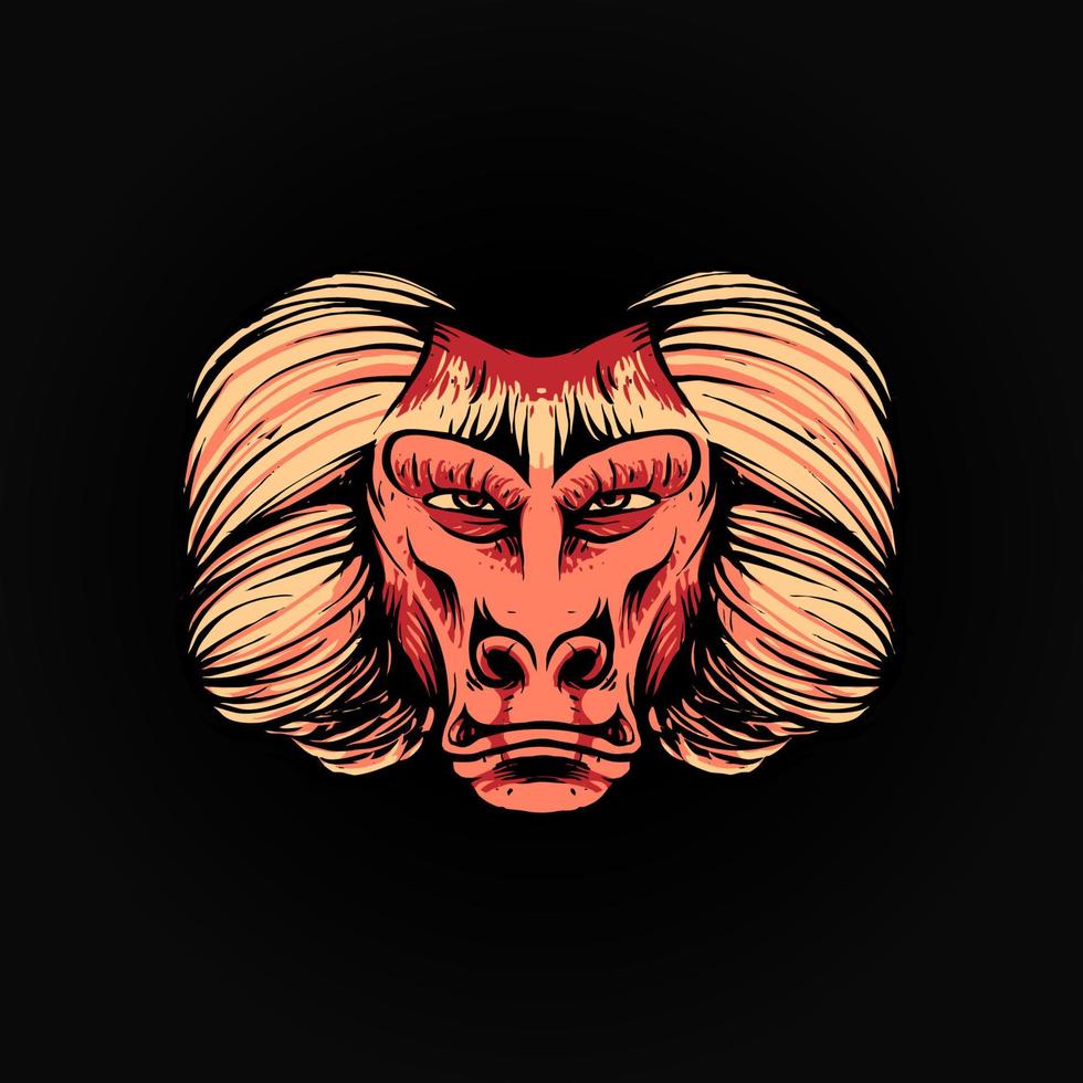 Ilustración de vector de cabeza de babuino