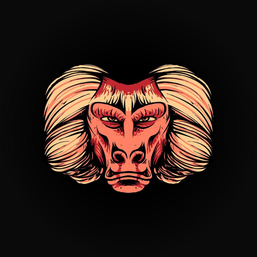 baboon Head Vector Illustration