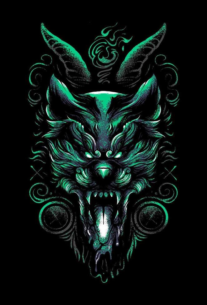 satanic wolf t shirt illustration vector