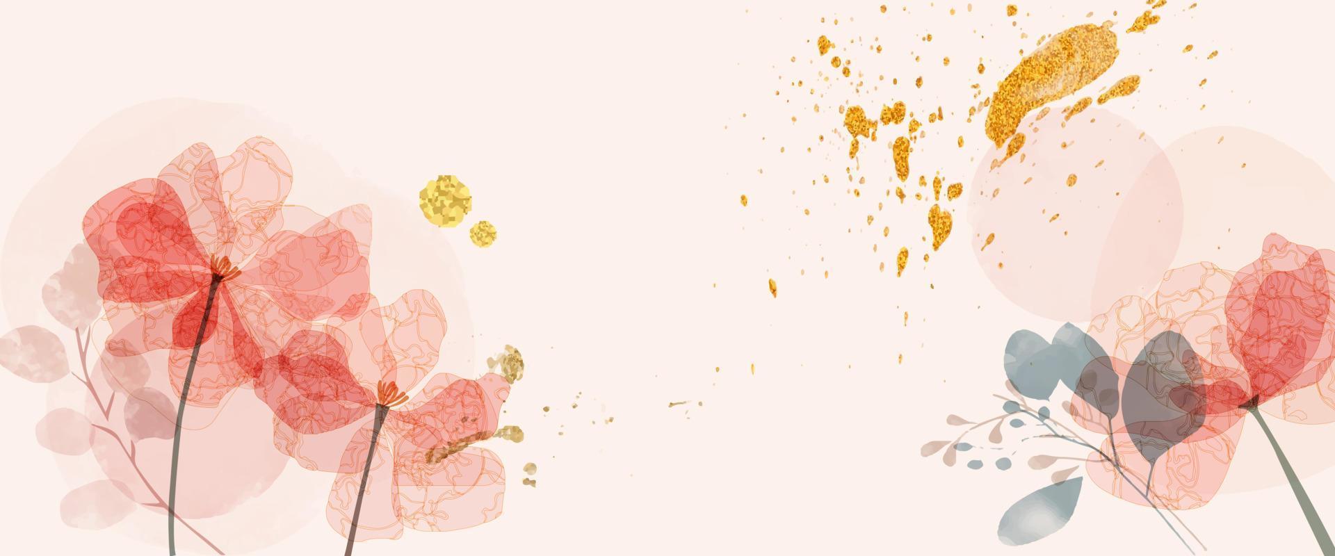 Watercolor with line flower abstract template banner background vector