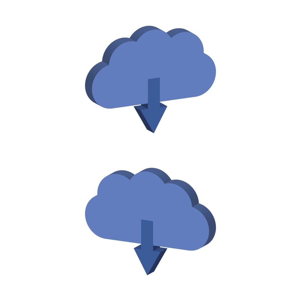 Cloud Download Illustrated On White Background vector