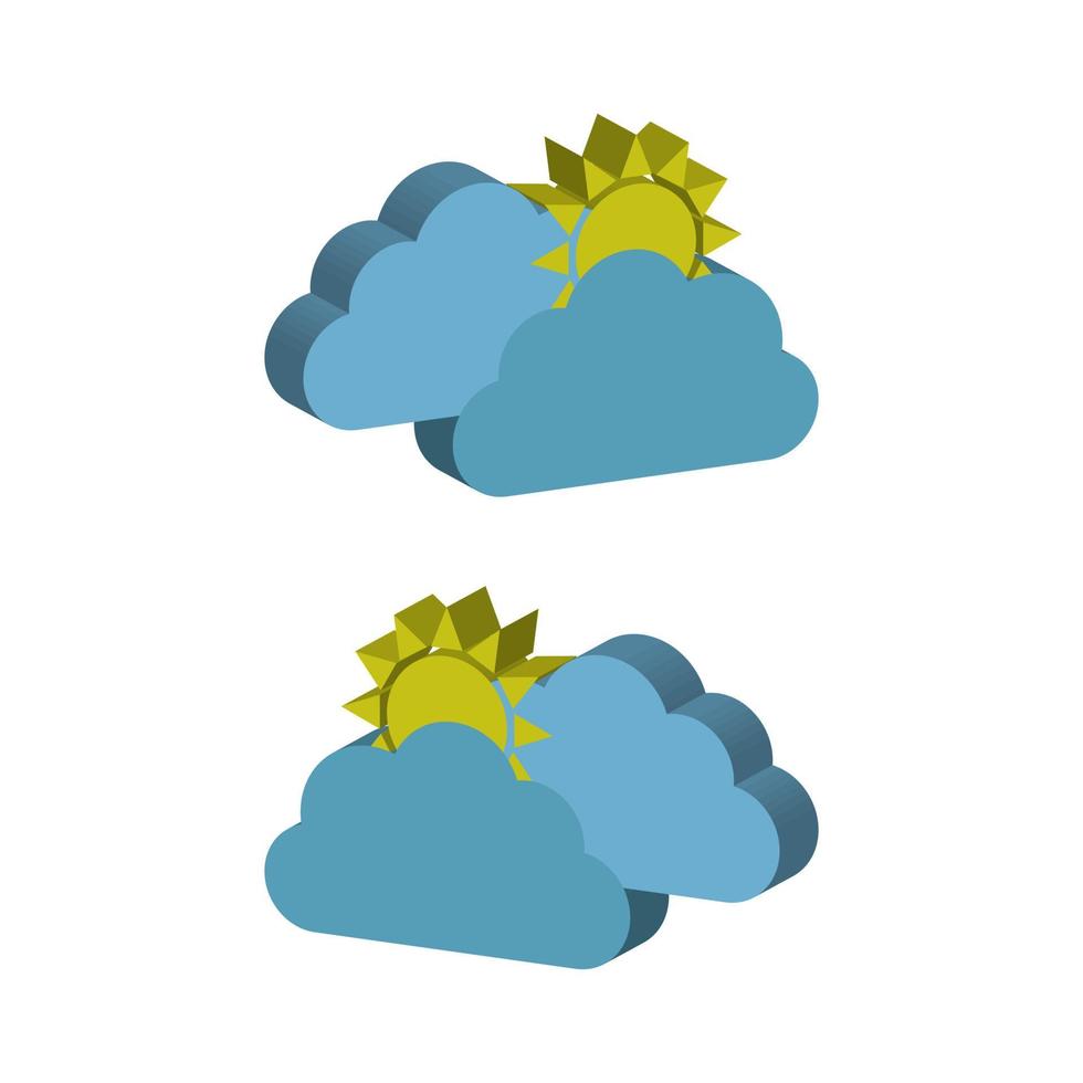 Sun With Clouds Illustrated On White Background vector