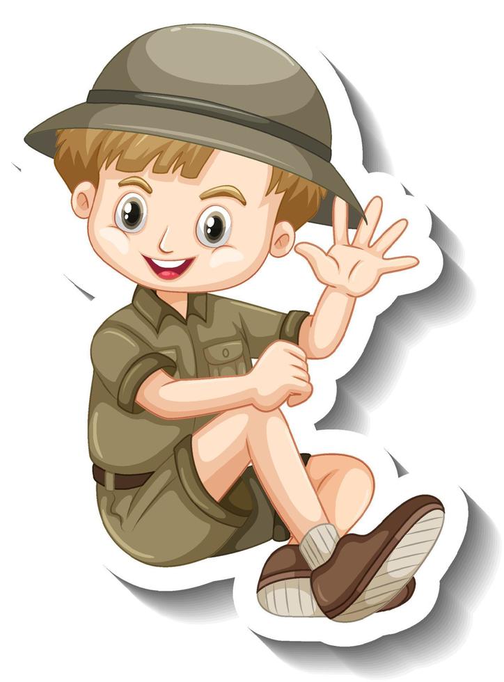 A sticker template of boy cartoon character vector