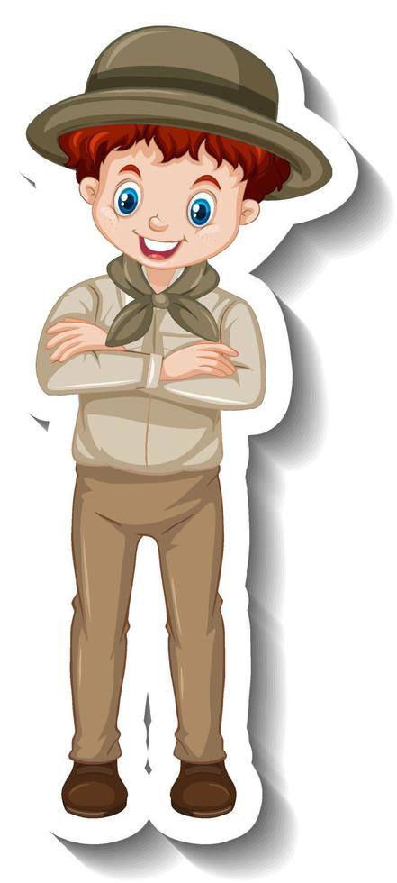 A sticker template of boy cartoon character vector