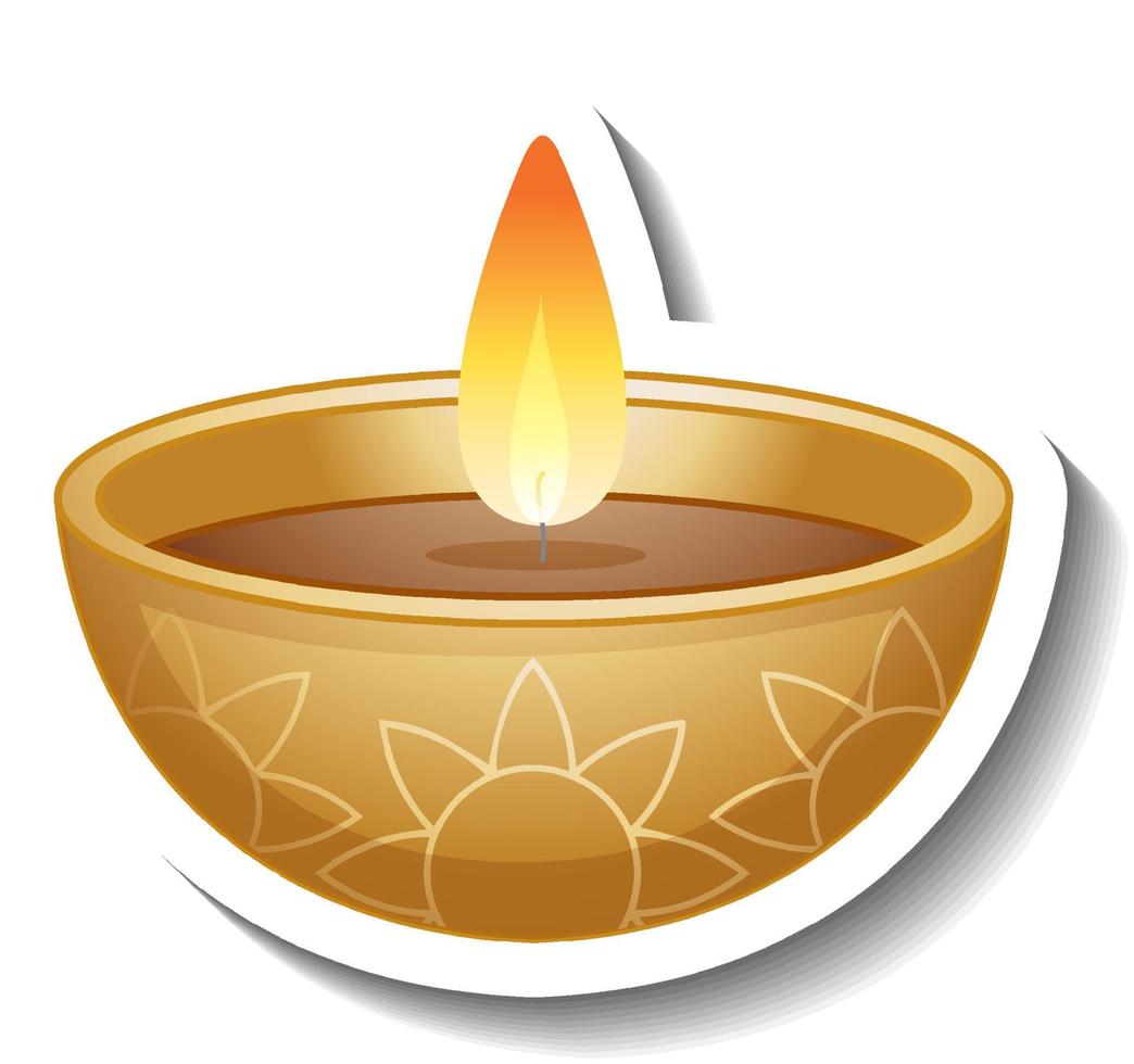 Isolated Oil lamp Diya Sticker vector