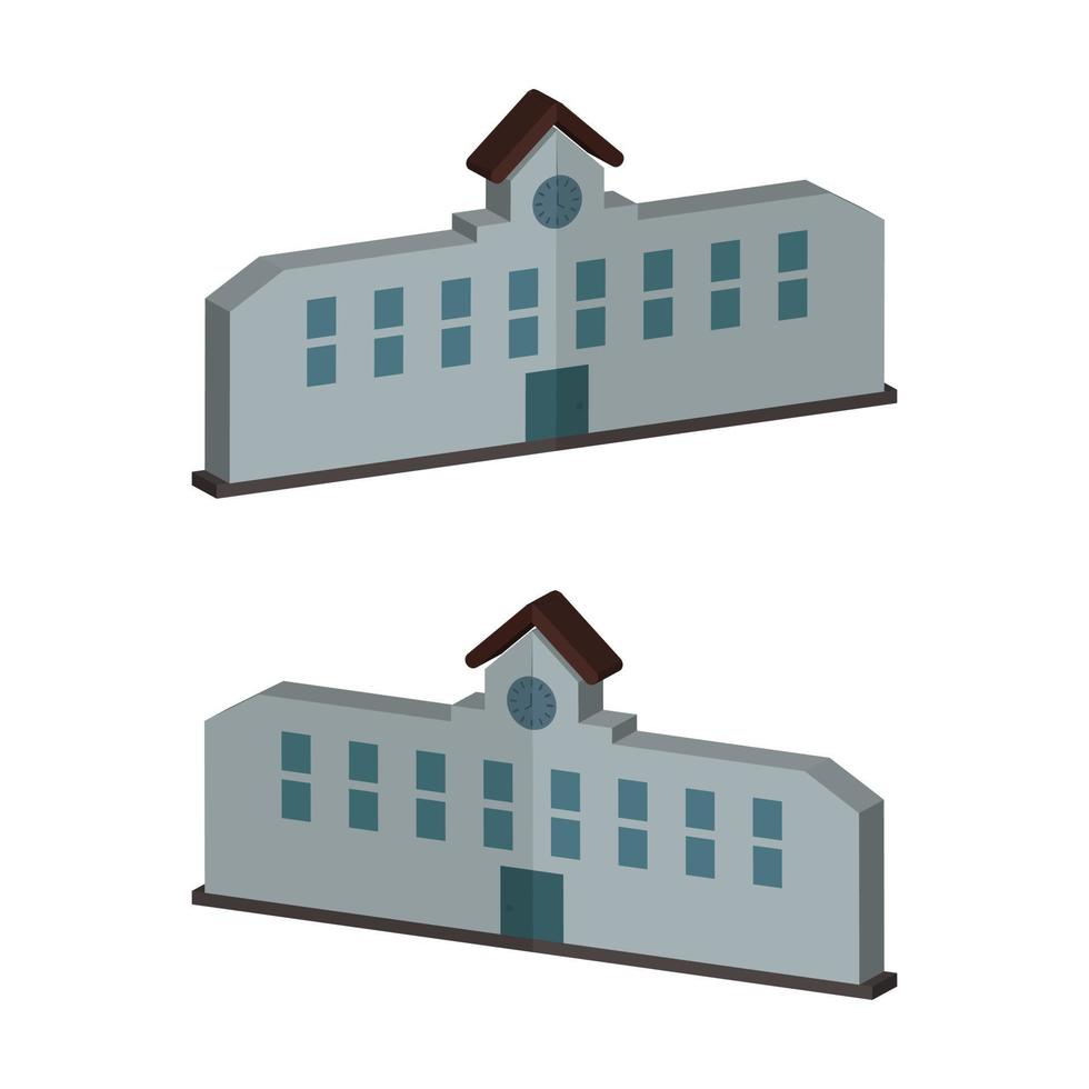 School Building Illustrated On White Background vector