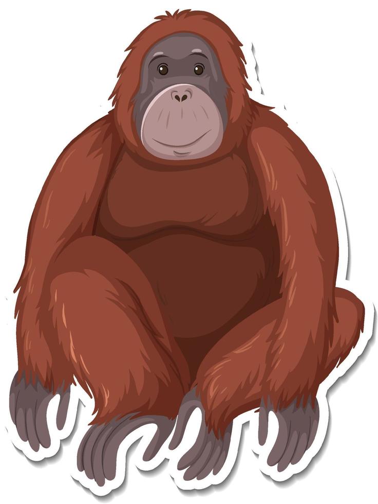 A sticker template of ape cartoon character vector