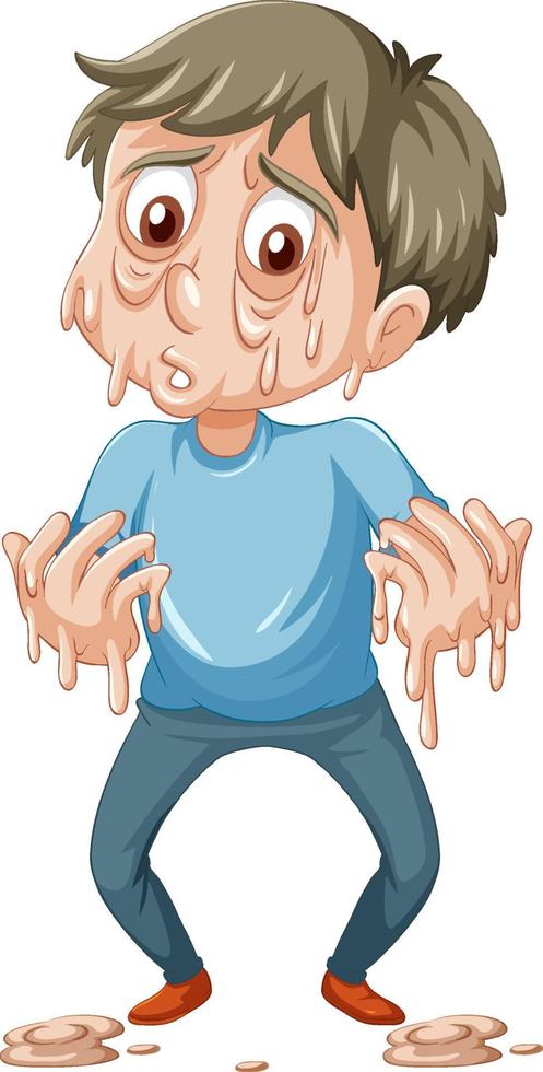 Melted man cartoon character on white background vector