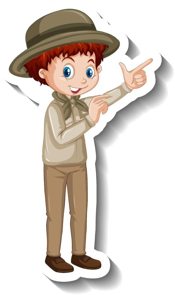 A sticker template of boy cartoon character vector