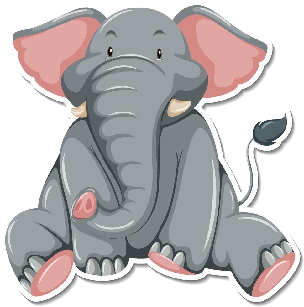 A sticker template of elephant cartoon character vector