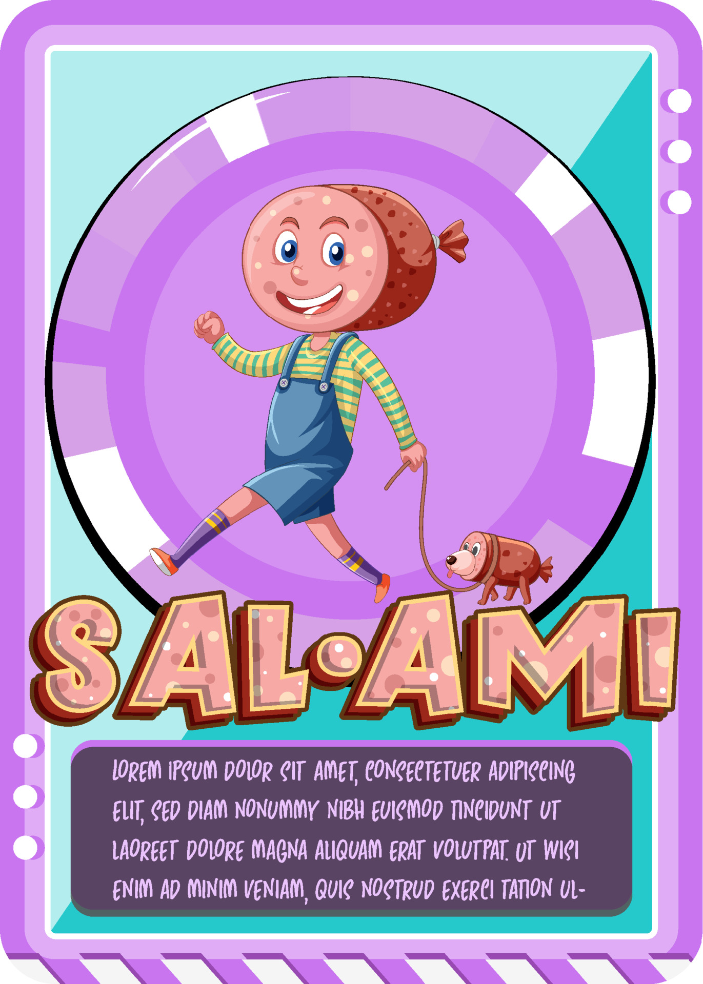 Character game card template with word Salami 20 Vector Art Intended For Playing Card Template Word