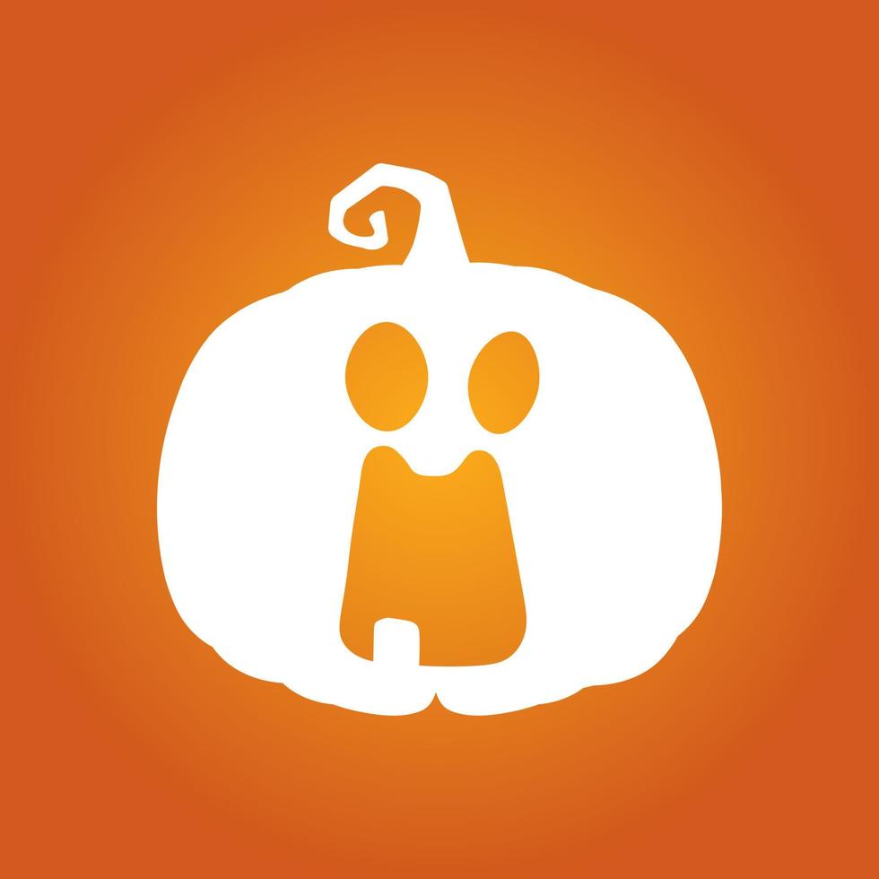 Halloween white scary pumpkin in flat style Holiday cartoon concept vector