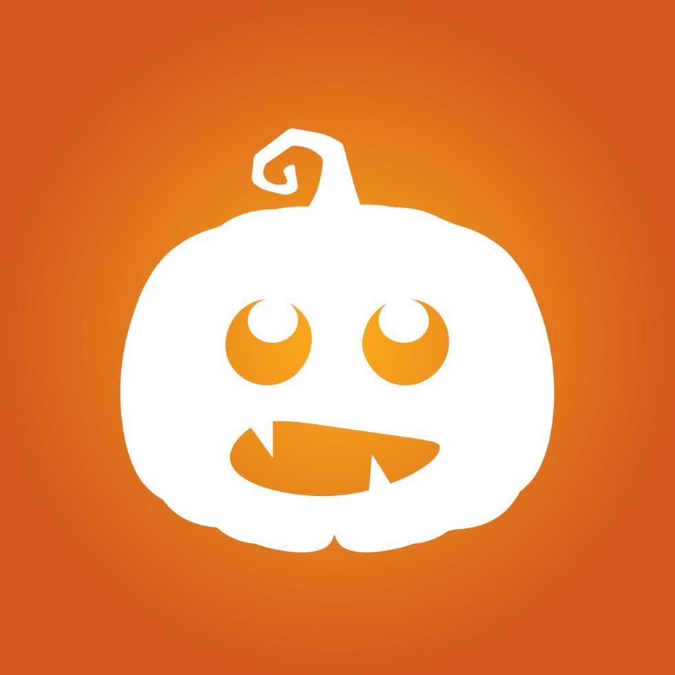 Halloween white scary pumpkin in flat style Holiday cartoon concept vector