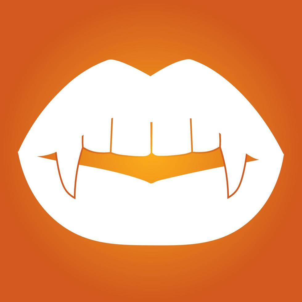 Ilustración simple de labios de mujer sexy con colmillos de vampiro vector