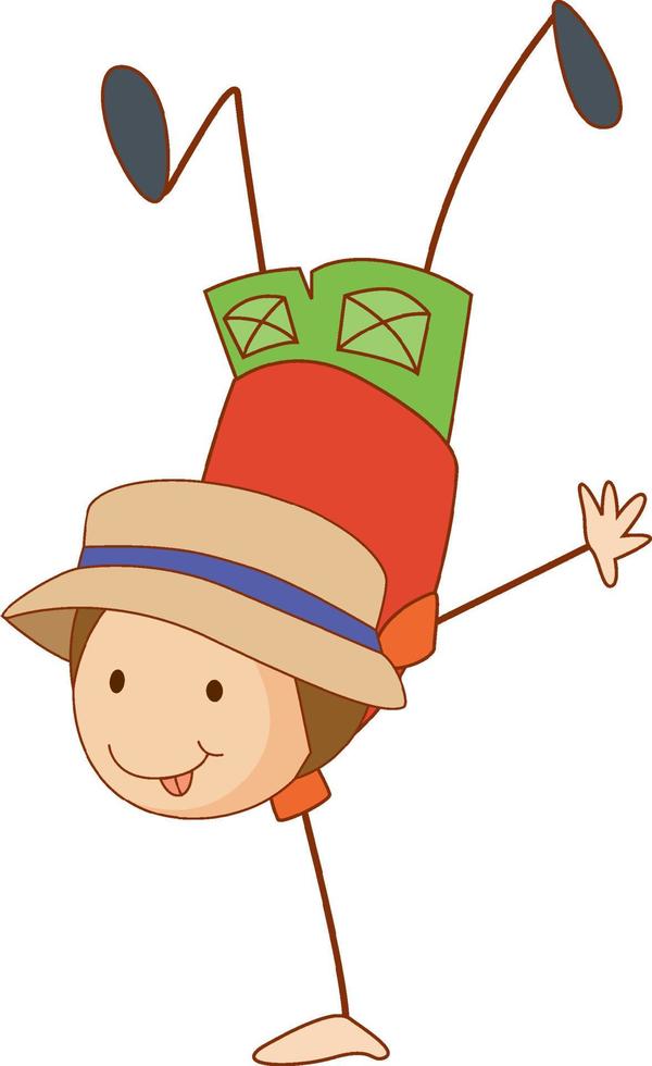 Cute boy cartoon character in doodle style isolated vector