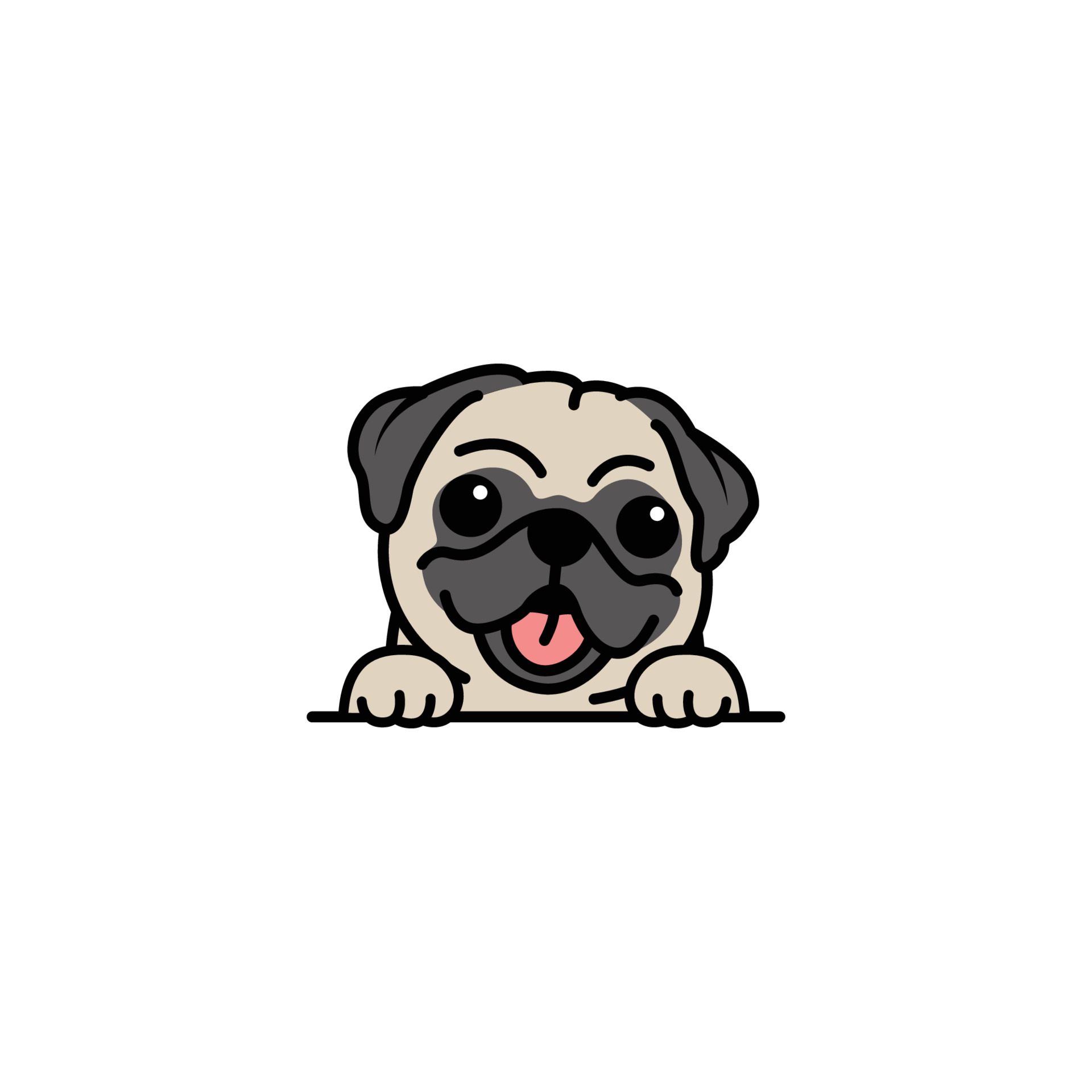 Cute pug dog cartoon, vector illustration 3489554 Vector Art at Vecteezy