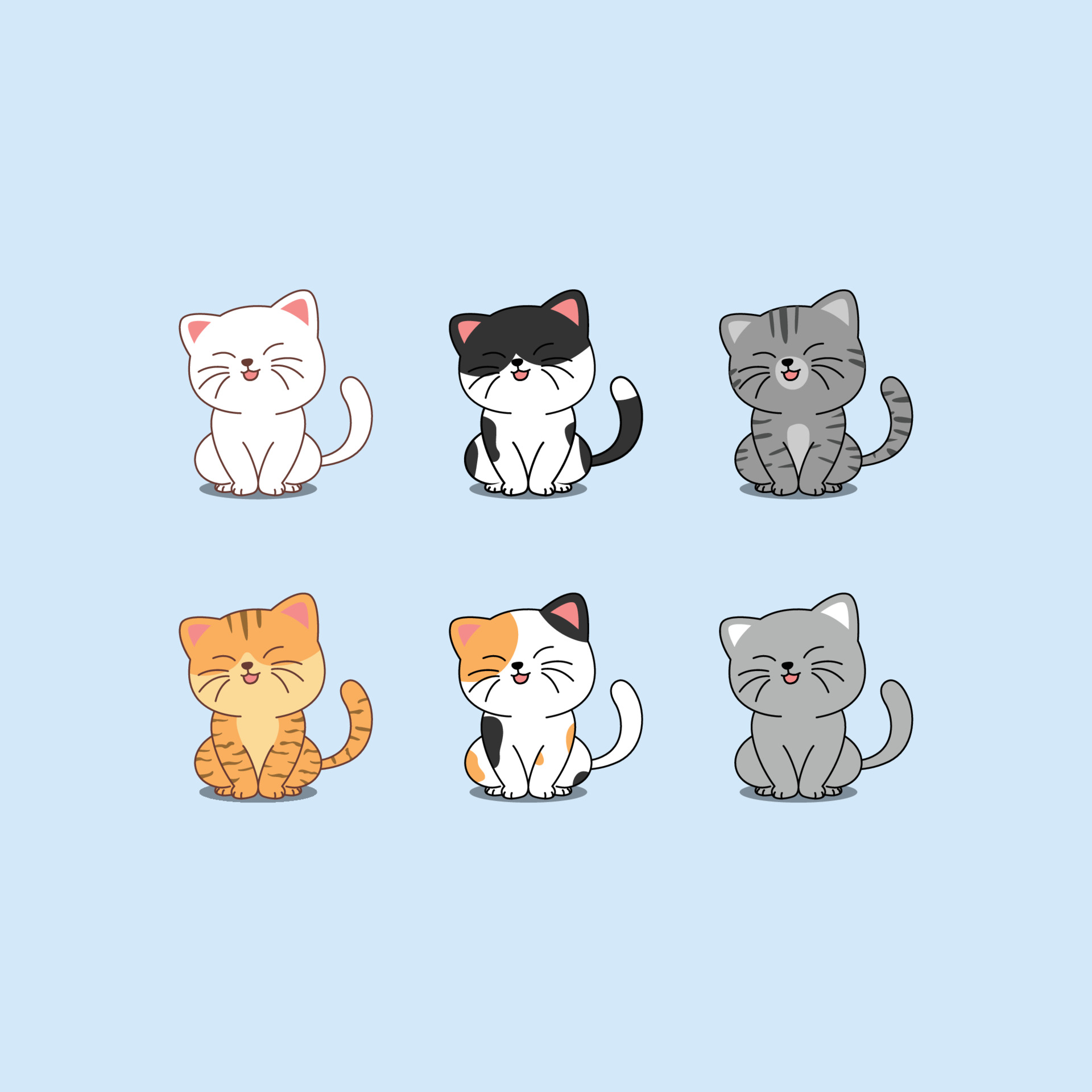 Cute cat sitting and smiling cartoon collection, vector illustration 3489566 Vector Art at Vecteezy Cute cat sitting and smiling cartoon collection, vector illustration 3489566 Vector Art at Vecteezy
