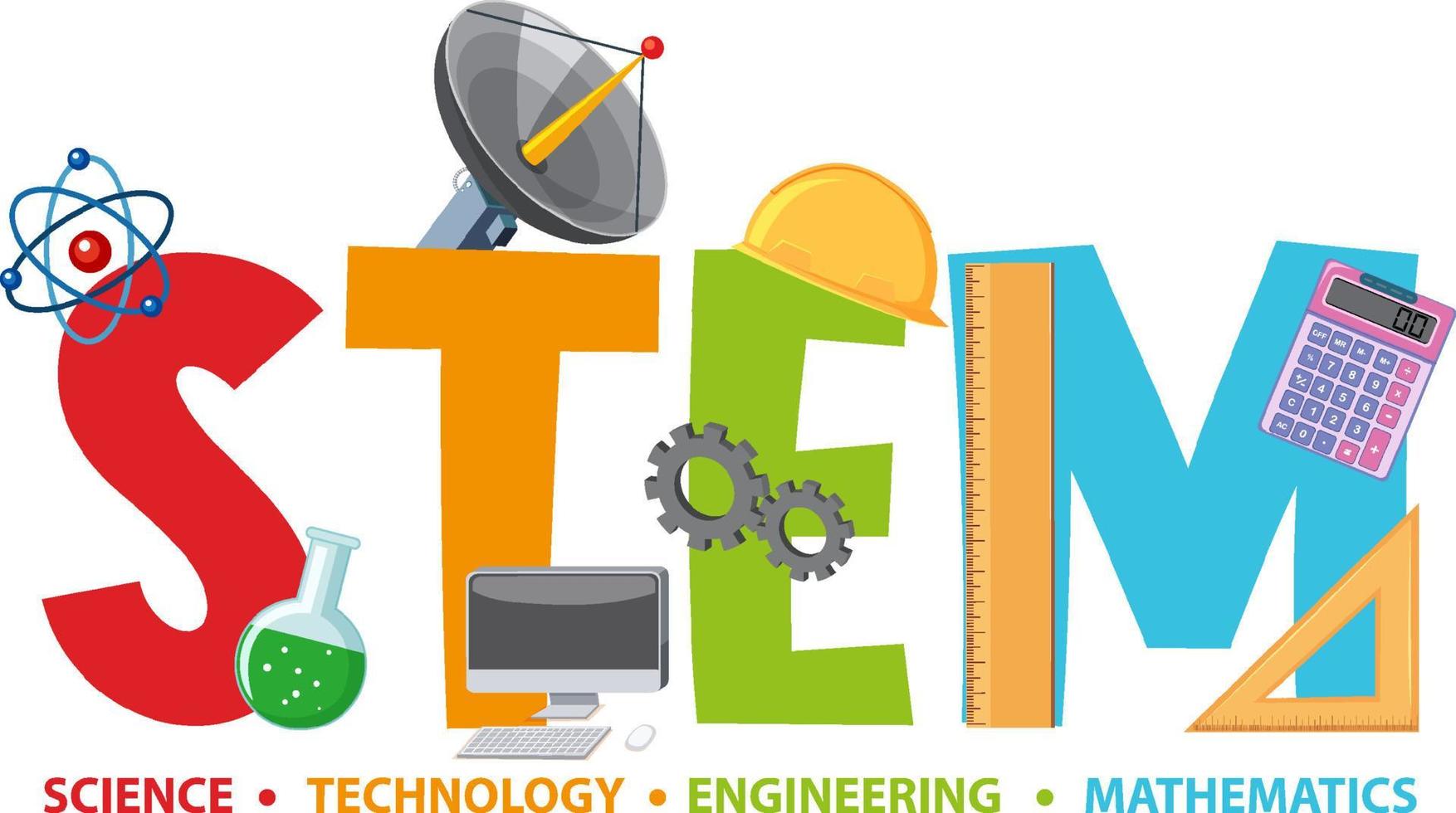 Colourful STEM education text icon vector
