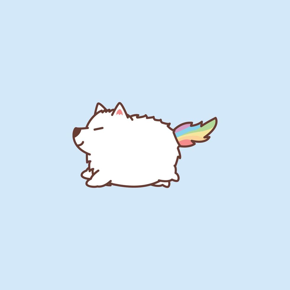 Cute samoyed unicorn cartoon icon, vector illustration