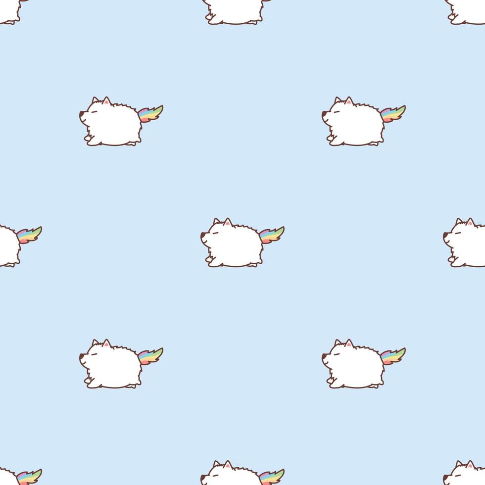 Cute samoyed unicorn cartoon seamless pattern, vector illustration