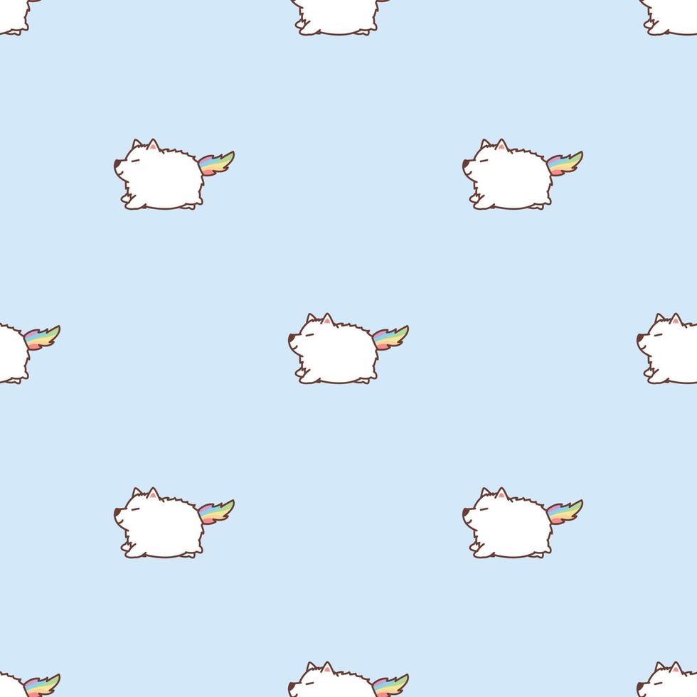 Cute samoyed unicorn cartoon seamless pattern, vector illustration