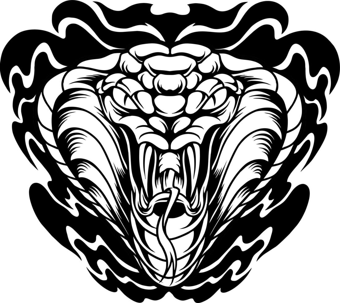 rey cobra serpiente cabeza silueta ilustración vector