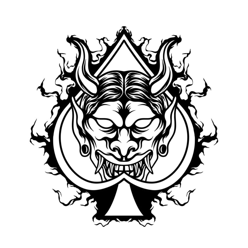 Ace On Mask With Fire Silhouette vector