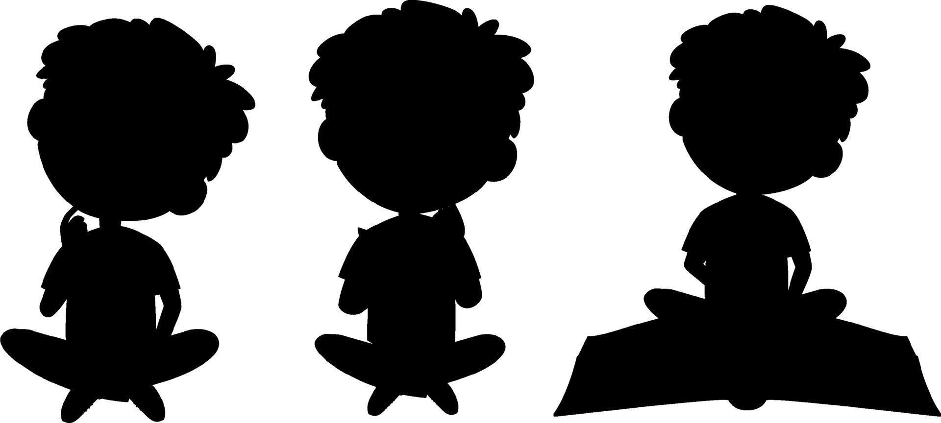 Cartoon character of kids silhouette on white background vector