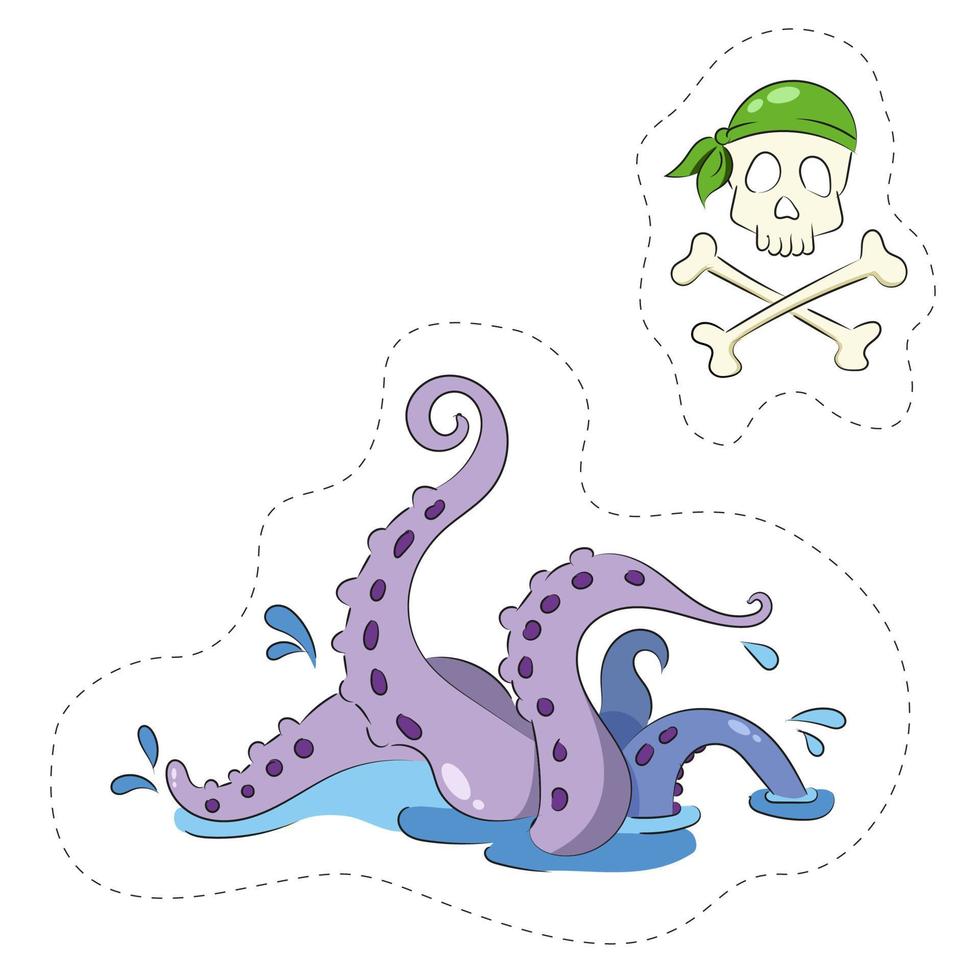 These are colored stickers octopus and Jolly Roger vector