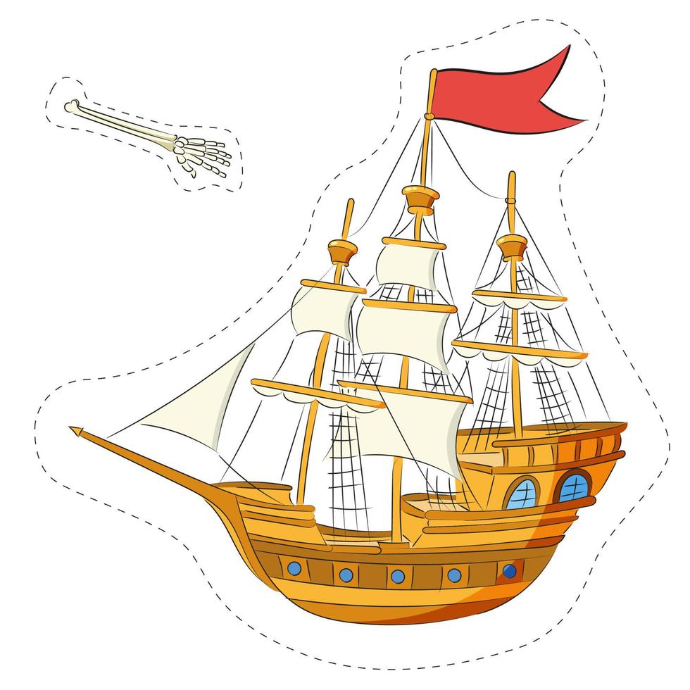 These are colored stickers of the ship and the skeleton's hands vector