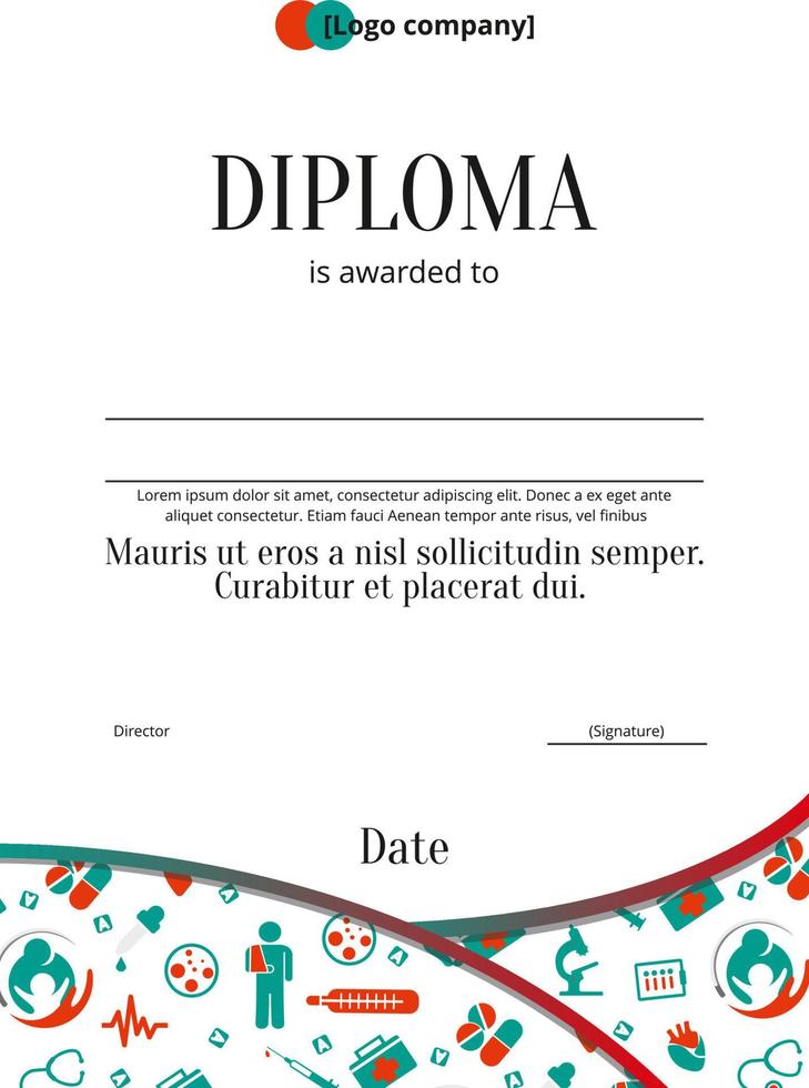 diploma plano del ganador de concursos médicos y educativos. vector