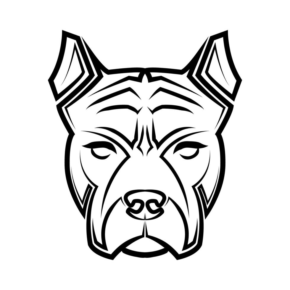 arte lineal en blanco y negro de la cabeza de un perro pitbull. buen uso de símbolo, mascota, icono, avatar, tatuaje, diseño de camiseta, logotipo o cualquier diseño vector