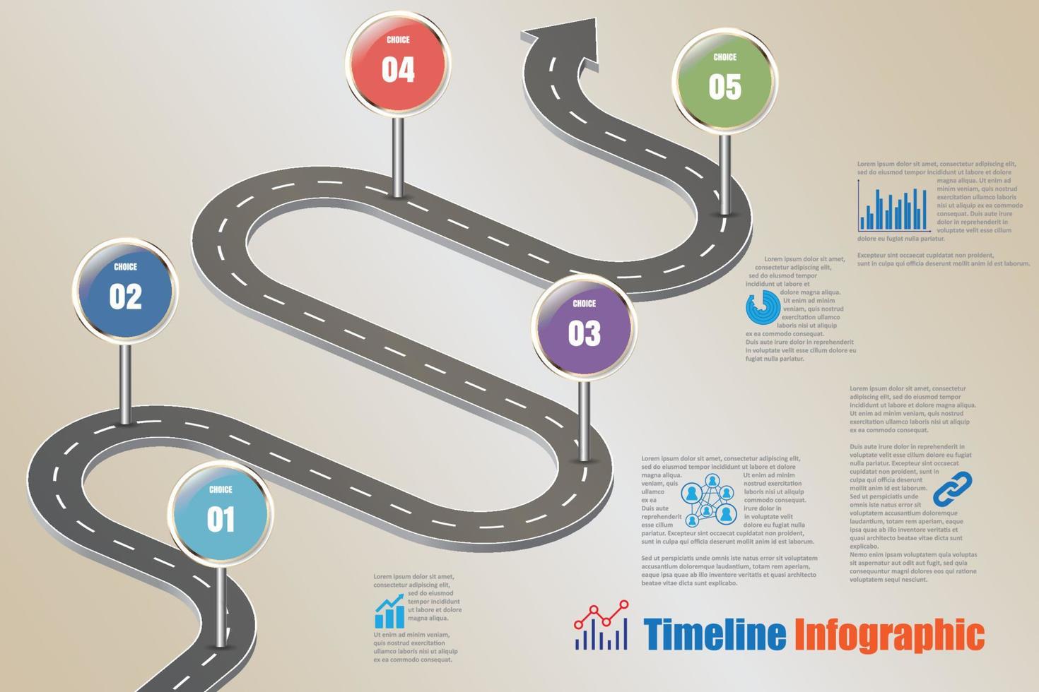 Business roadmap timeline infographic, Vector Illustration