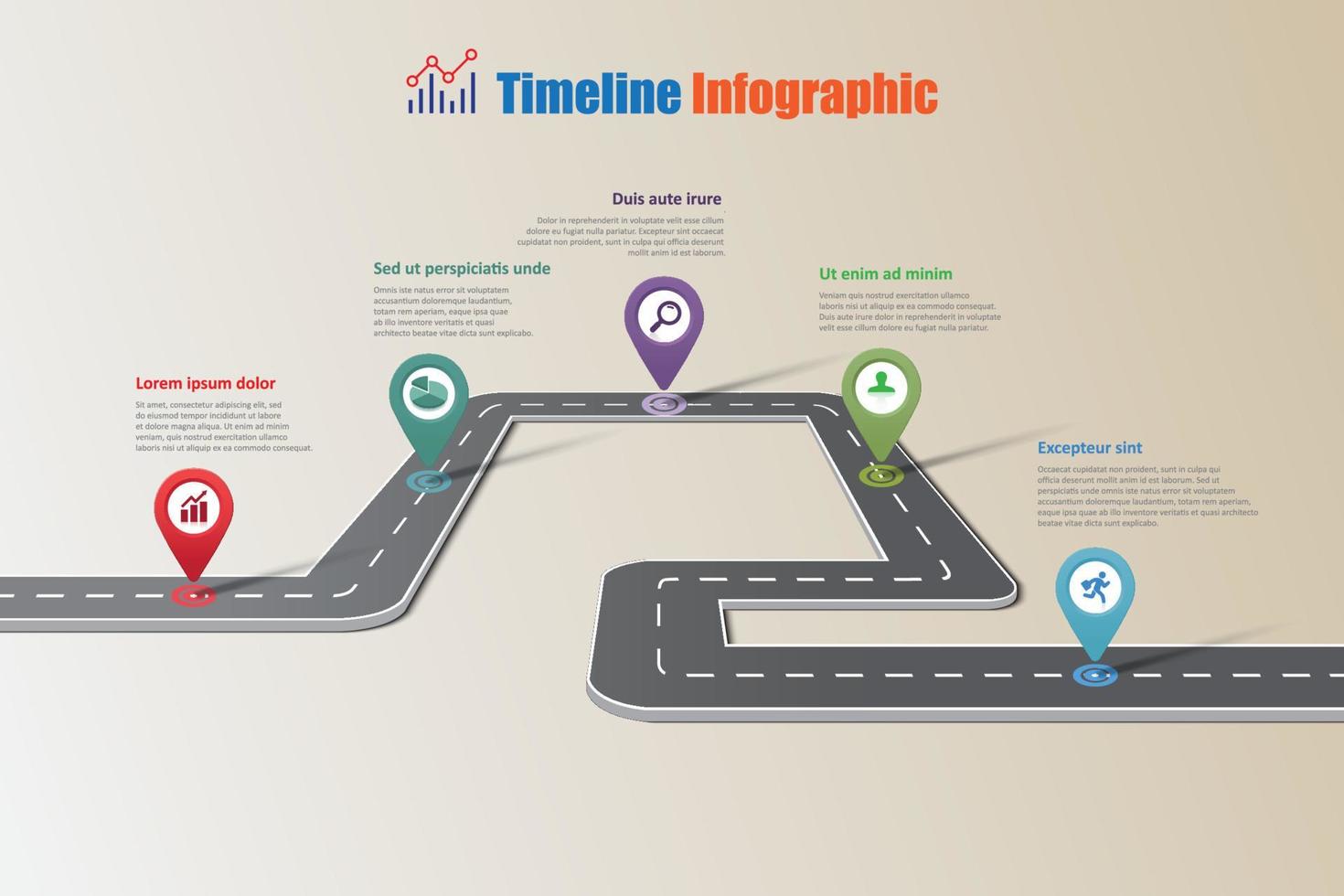 Infografía de línea de tiempo de hoja de ruta empresarial, ilustración vectorial vector
