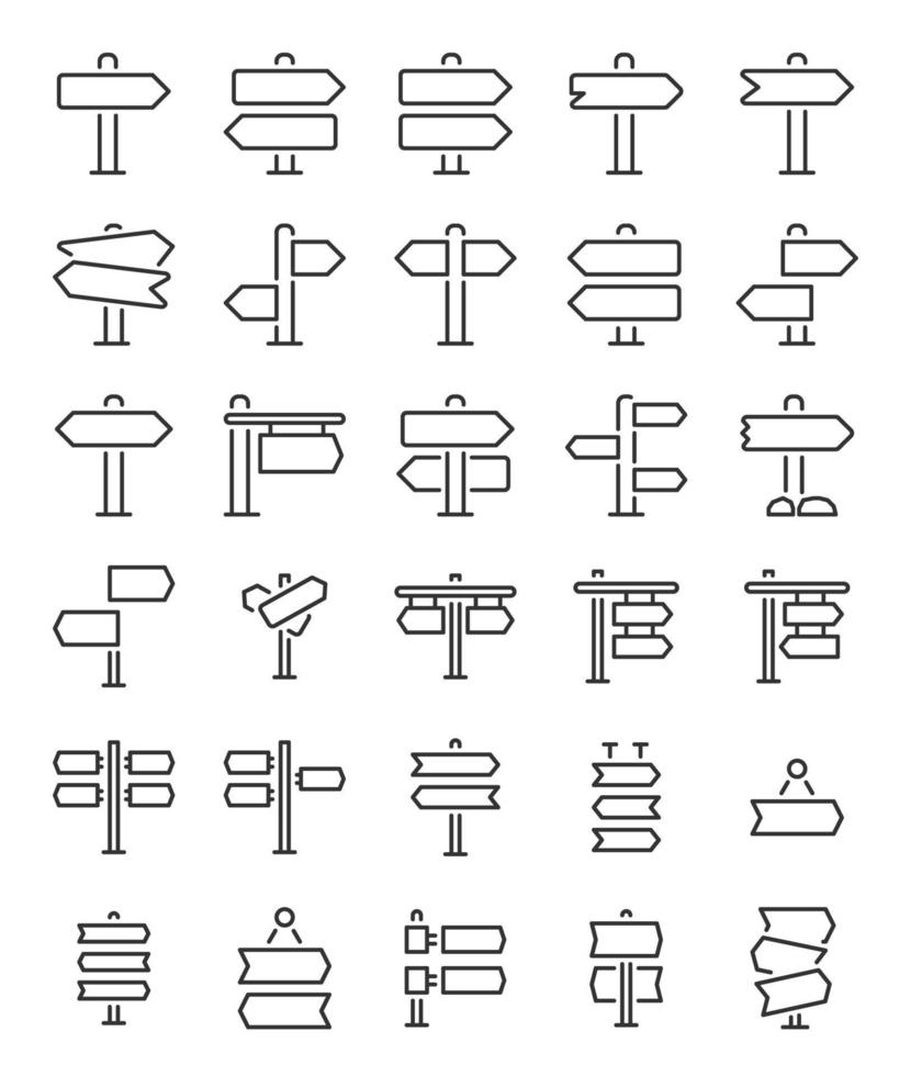 set of simple line signboard icons vector