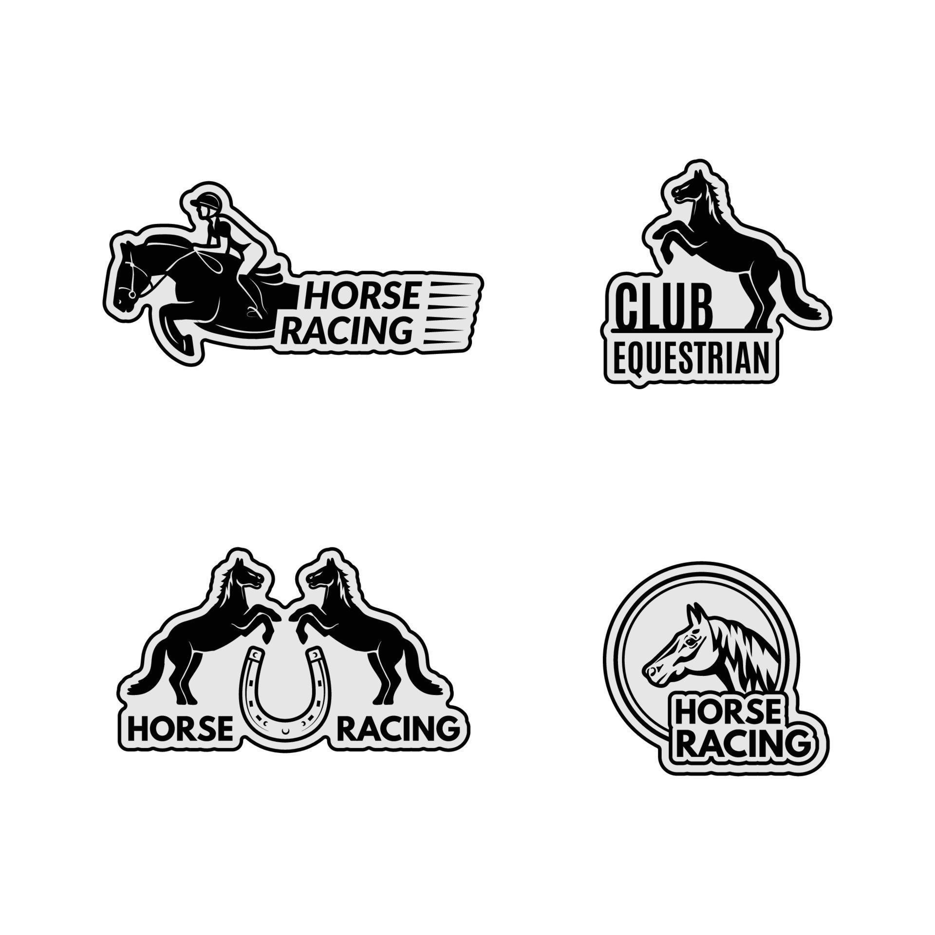 Equestrian club logo racehorse sport emblems collection stallion