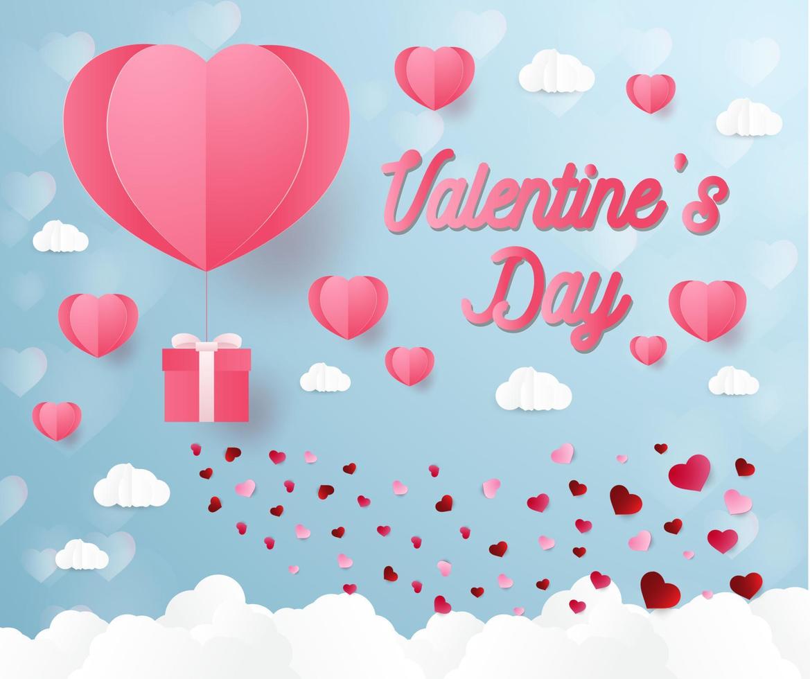 heart shape. paper art style. valentine day vector