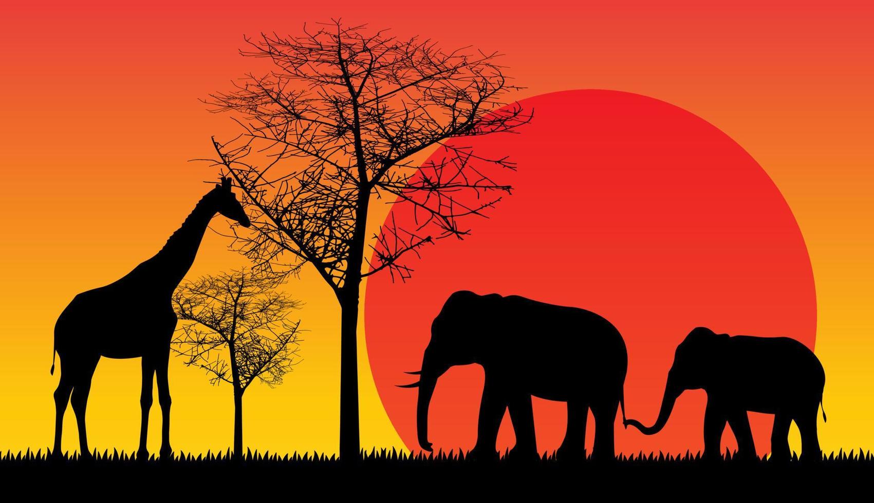 wild animals safari sunset vector