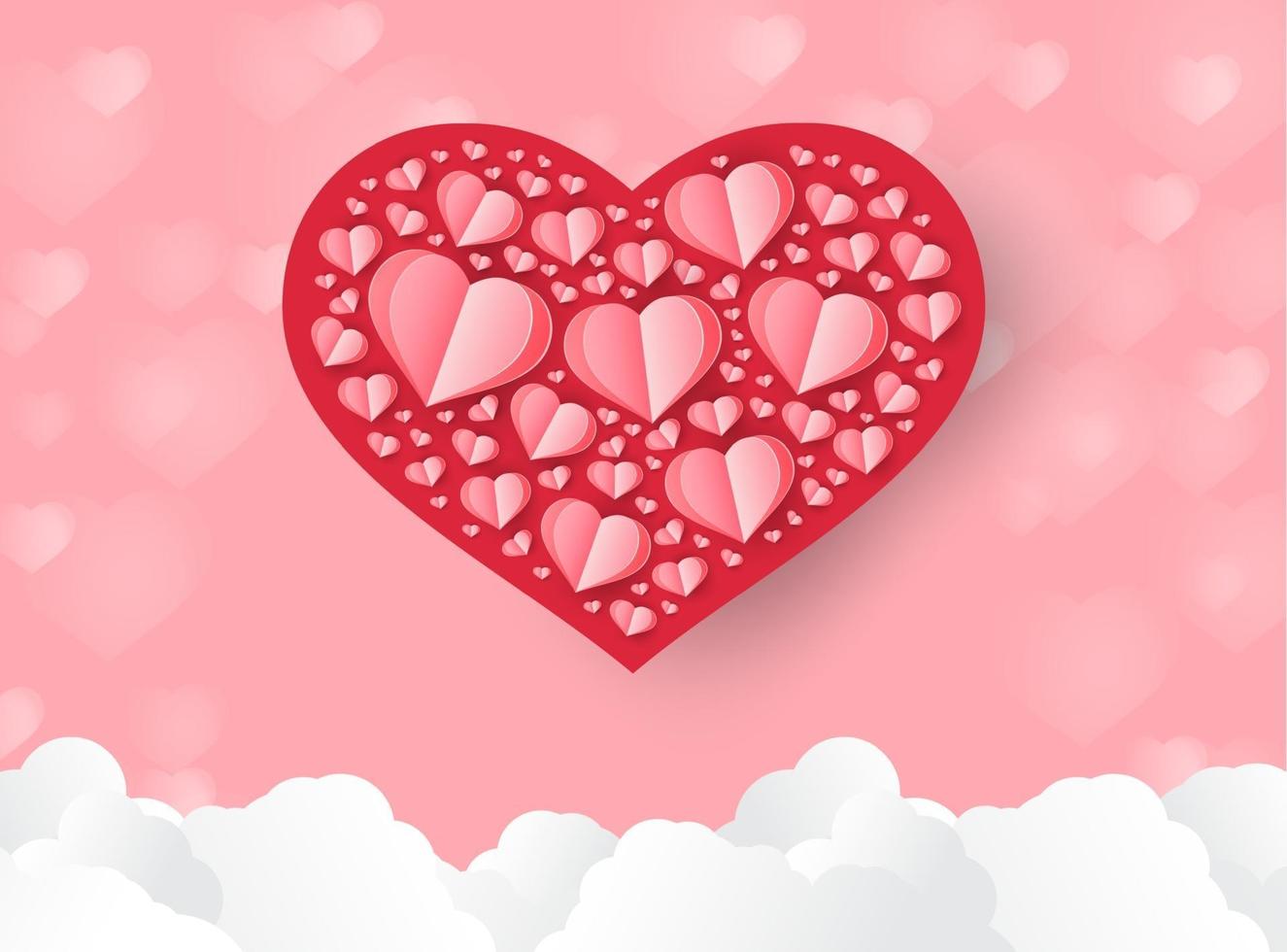 heart shape. paper art style. valentine day vector