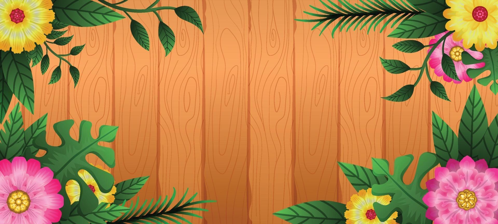 Wood and Foliage Background Template vector
