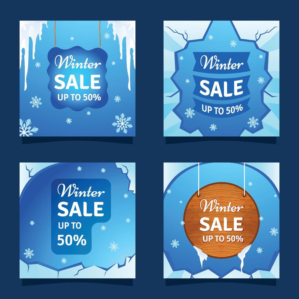 Winter Sale Social Media Template vector