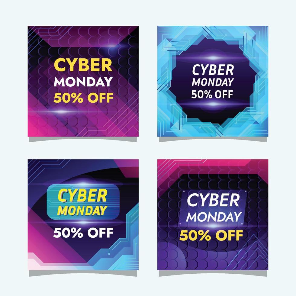 Cyber Monday Social Media Template vector
